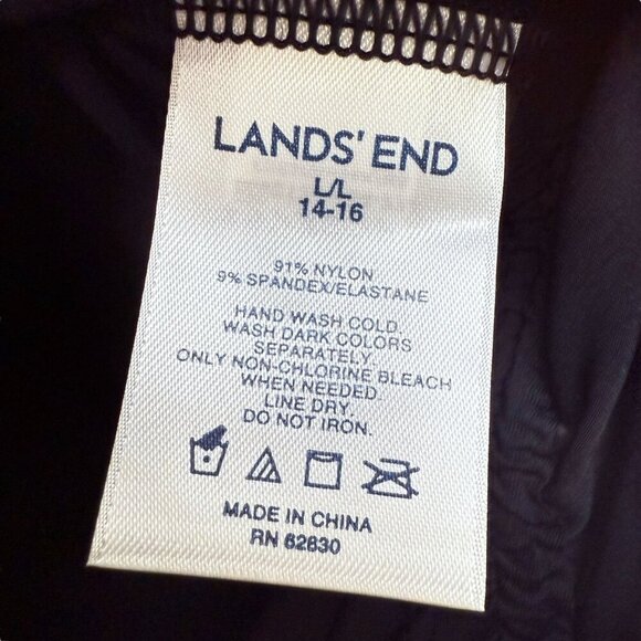 Lands End Swim Cover Up Size Large Black White Beach Tunic Top Embroidered - Picture 9 of 9